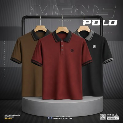 Premium PK Cotton Polo 3 PCS Combo- Coffee | Maroon Black